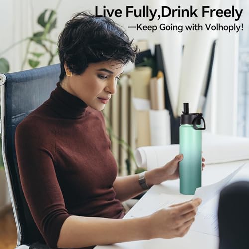 Volhoply 24oz Insulated Water Bottle with Straw Lid, Mojito, 1-Pack - color: Mojito