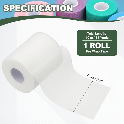 Pre Wrap Tape, Non-Slip Grip Cushion Wrap Prewrap Athletic Tape Fitting for (Tennis- Badminton - Pickleball - Sports) - color: White