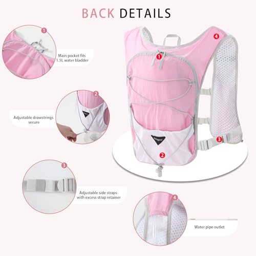 Running Hydration Vest Backpack with 1.5L Bladder for Men Women - color: pink, size: with hydration