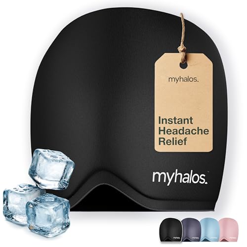 MyHalos® Migraine & Headache Relief Cap, 30% More Gel, Hot & Cold Ice Wrap - color: Black - Pack of 1