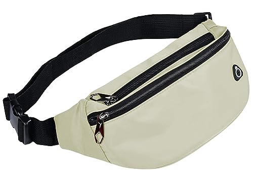Fanny Packs for Men and Women Water-Repellent Sports Waist Pack Bag - color: 1pack-Beige