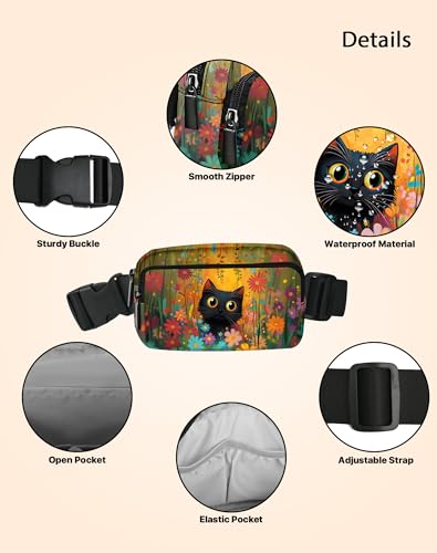 Cat Fanny Pack Fashion Belt Bag Lightweight Waist Pouch with Adjustable Strap Mini Crossbody Bags for Women Travel Sports Running - color: Orange