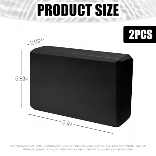 Septo 2 Pcs Yoga Blocks, 9x6x3 Inch Foam Blocks for Pilates - color: Black