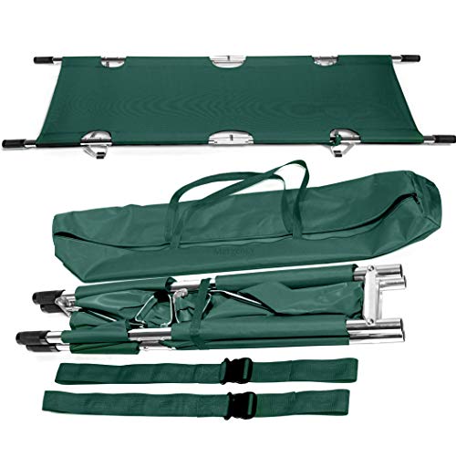 Folding Stretcher Made from Top Grade Aluminum Alloy Gurney Stretcher with Heavy Duty Handles Medical Stretcher with Rubber Feet Portable Stretcher for Patient Transport (Green) - color: Green Sage