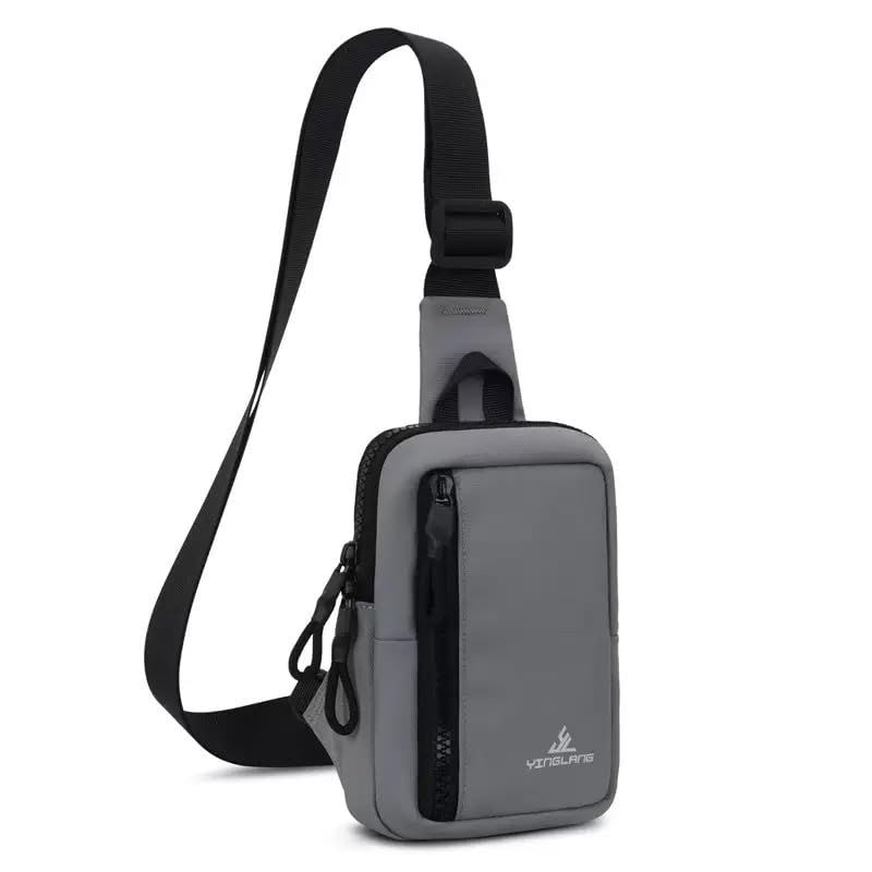Small Crossbody Phone Bag for Men Women Mini Sling Bag Travel Running Cell Phone Shoulder Daypack with Keyholder - color: Grey