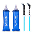 YAPJEB Soft Flask Collapsible Water Bottles, TPU Soft Water Bottle Folding Flask for Hydration Pack, BPA Free Folding Water Bottle Ideal for Cycling - color: 250ml/8.45oz - 2 Pack with Straws