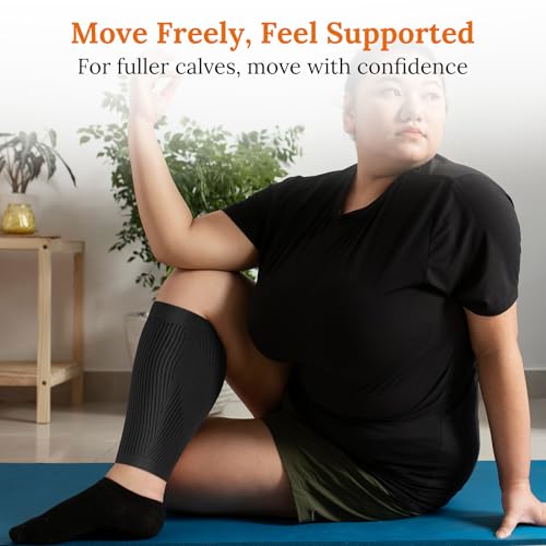 Plus Size Wide Calf Compression Sleeves, Extra Large Calf Support Swelling