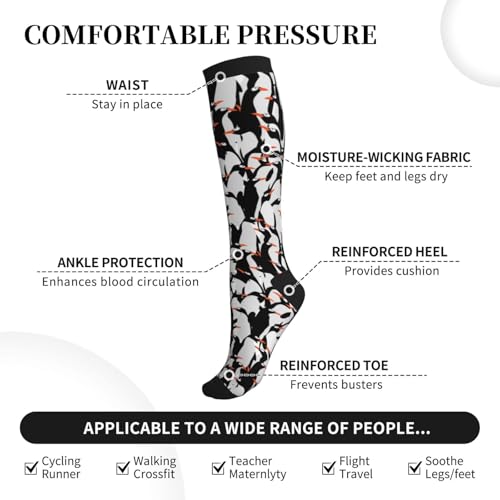 Avocado Compression Socks Women Men Knee High Stock for Running Work Support Nurses Travel - color: Penguin