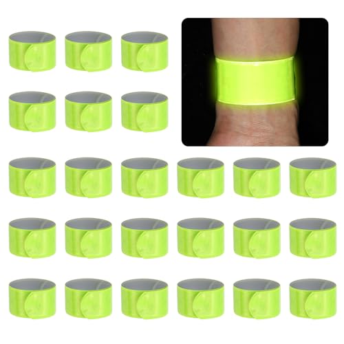 PATIKIL 22cm/8.7in Reflective Bands, 24pcs Reflective Arm Bands Straps Wrist Reflective Running Gear Safety Reflective Straps Bracelets High Visibility for Night Walking Bicycle - color: Yellow