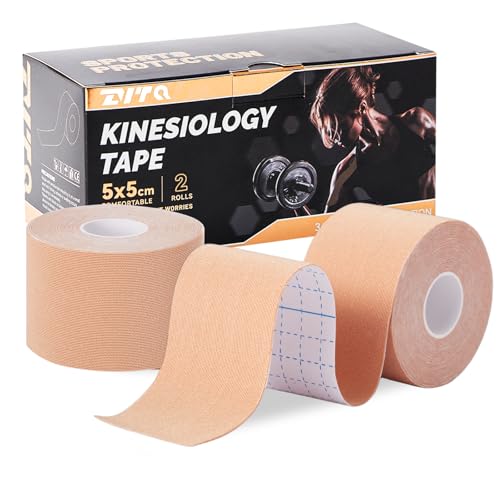 Kinesiology Tape (2 Rolls) - Waterproof, Breathable, Hypoallergenic - Ideal for Muscle Support and Injury Recovery, 2 Inches x 16 Feet (Skin) - color: Skin