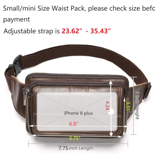 NIUCUNZH Real Leather Fanny Pack for Men Women Sling Waist Packs for Travel - color: Coffee