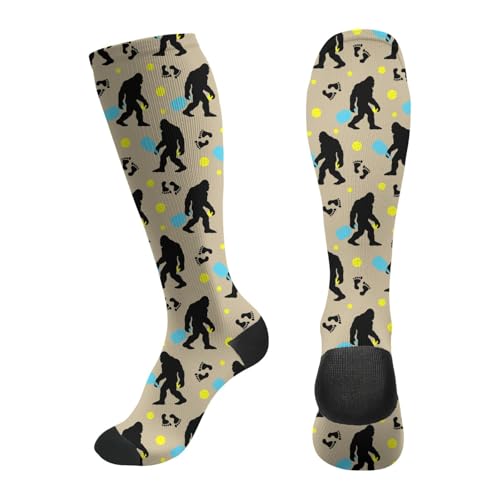 FREEHOTU Compression Knee High Socks for Women/Men Circulation 15-20 Mmhg - color: Pickball Sasquatch