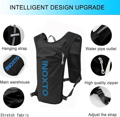 INOXTO Running Hydration Vest Backpack,Lightweight Insulated Pack with 1.5L Water Bladder Bag Daypack for Hiking Trail Running Cycling Race Marathon for Women Men - color: Black Blue
