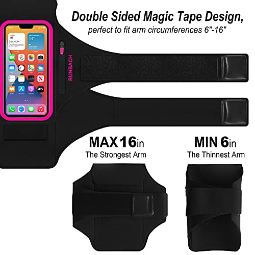 Armband for iPhone 17 Pro Max/16 Pro Max/16 Plus/15 Pro Max/15 Plus/iPhone 14,13,12,11 Pro Max/XS Max,Water Resistant Sport Armband with Zipper Slot for Airpods and Keys (Pink) - color: Pink
