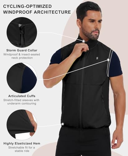 Little Donkey Andy Men's Softshell Vest Lightweight Windproof Waterproof - color: Reflective Black, size: Small