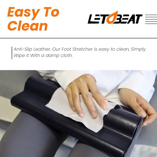 Plantar Fasciitis Foot Stretcher - Anti-Slip Leather, Black, L - color: Black, size: L