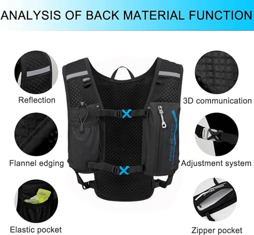 INOXTO Running Hydration Vest Backpack,Lightweight Insulated Pack with 1.5L Water Bladder Bag Daypack for Hiking Trail Running Cycling Race Marathon for Women Men - color: Black Blue
