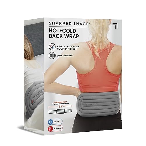 Sharper Image® Hot + Cold Back Wrap, Adjustable Fit, Soothing Heat & Revitalizing Cold Therapy, Portable Ice Pack, Workout Soreness Recovery Compression, Lumbar Heating Pad, Period Cramp Pain Relief