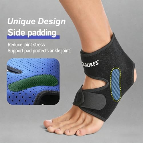 Ankle Brace Elastic Supports for Men Women, Adjustable Ankle Straps Ankle Support Ankle Compression Sleeve, Plantar Fasciitis Relief Achilles Tendonitis Brace Achilles Tendonitis Wrap, Pack of 1 (Black-Blue) - color: Black-Blue