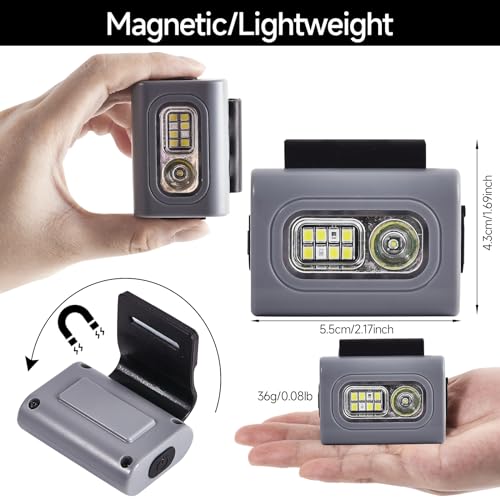 Running Light,USB Rechargeable jogging Light 6 Lighting Modes Strong Magnetic Lights Portable Clip On Running Lights with Runners and Joggers for Hiking,Running,Camping,Outdoor Adventure,1Pack-Grey - color: Grey-1