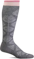 Sockwell Women's Full Floral Moderate Graduated Compression Sock Wide Calf Fit - color: Charcoal, size: Medium-Large Wide Calf