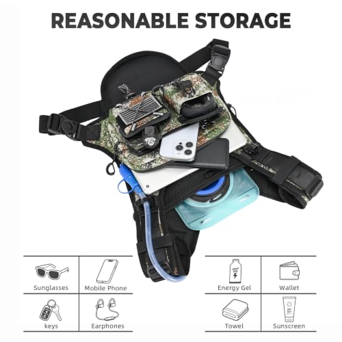 Criuage USA Patent Running Hydration Vest Backpack, Lightweight Chest Pack with 2.0L Water Bladder Bag Daypack for Hiking Running Cycling Race Marathon for Women Men - color: Cagreen