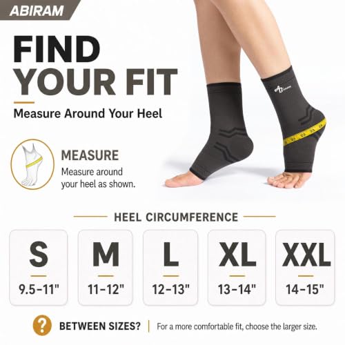 ABIRAM Ankle Brace Compression Sleeve with Adjustable Support Strap - color: Black, size: Small