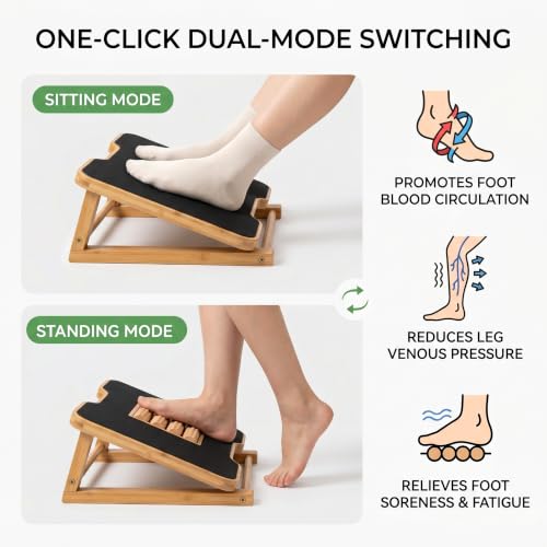 Bamboo Under Desk Foot Rest Foot Stool Rocking Footrest (Nature Triangle) - color: Nature, size: Triangle