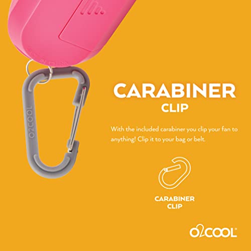 O2COOL Small Sport Misting Fan with Carabiner Clip 2-Pack Pink - color: Pink, size: 2 Packs