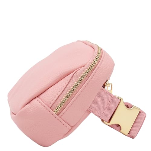Lightweight Soft PU Pebbled Leather Sling Fanny Pack Belt Bag with Gold Metal Buckle (Pink) - color: Pink