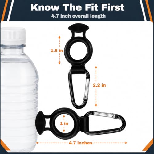 Iconikal 2-Pack Plastic Water Bottle Holder Rubber Grip Aluminum Carabiner