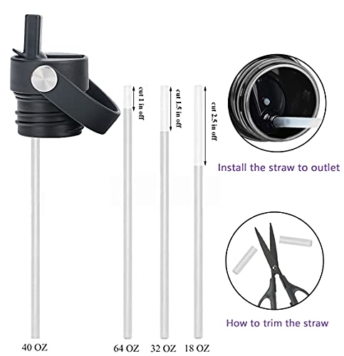 Straw lid for Hydroflask Standard Mouth Water Bottle,Straw Lid Flexible Handle Fit Hydro Flask Standard Mouth 12 18 21 24oz, Sports Straw Cap Flip Top Lid Accessories( - color: Black 9