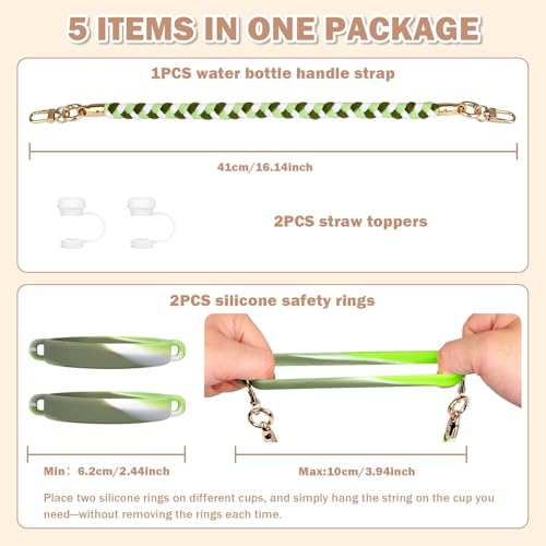 HEYSKAY Water Bottle Handle Strap for Stanley 20-40oz Tumbler Handle Strap - color: Green