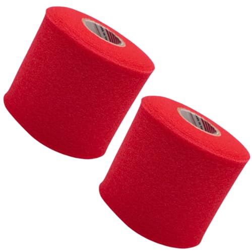 Shield Athletic Underwrap | 2 Roll Pack of PreWrap, Hair Tie, Headband, USA Made, Pre-Wrap Athletic Tape, 2.75" X 30 SYards, Foam Barrier, Flexible, Breathable - color: Red