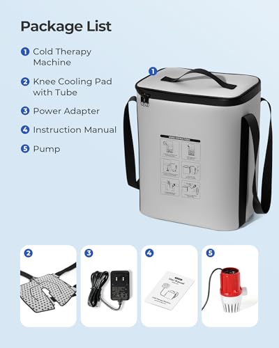 Ice Machine for Knee After Surgery, Cold Therapy Machine, 12H Cooling, 14 Quart Tank, 30dB Quiet Pump, Remote Control, 6.2FT Long Hose, Cryotherapy System for Knee/Ankle/Elbow