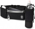 Running Belt with Water Bottle Holder Waist Bag Extender Black - color: Black