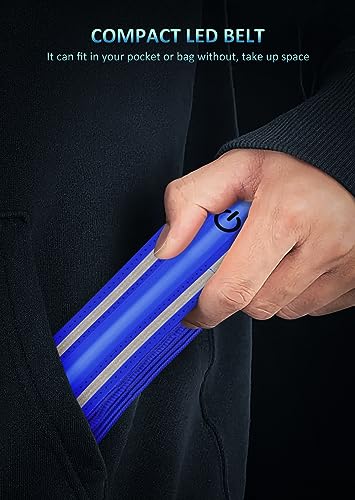 Ylzzrs LED Reflective Belt Sash Walking Gear,Safety Lights for Walkers at Night,High Visibility Safety Rechargeable Reflective Running Gear for Men Women Kids Night Dog Walking Gear - color: Blue