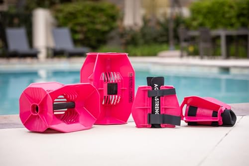 Aquastrength Hydro-Tone Total Body Pool Exercise System, Isokinetic Functional Water Weights, Bells 12" x 7.5", Fins 6.5" x 2.5", Quick Start Guide Included - color: Pink