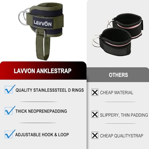 Ankle Straps for Cable Machines Kickbacks - Glute Workout Cuffs Padded - color: Army Green