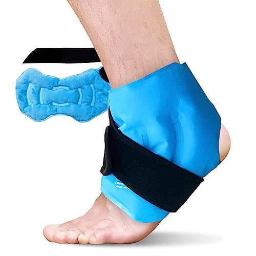 RelaxCoo Ankle Ice Pack Wrap for Swelling, Reusable Gel Ice Pack for Ankle Injuries, Cold Compress Therapy for Foot Pain Relief, Achilles Tendonitis, Plantar Fasciitis, Sprains - style: BLUE 1 PACK