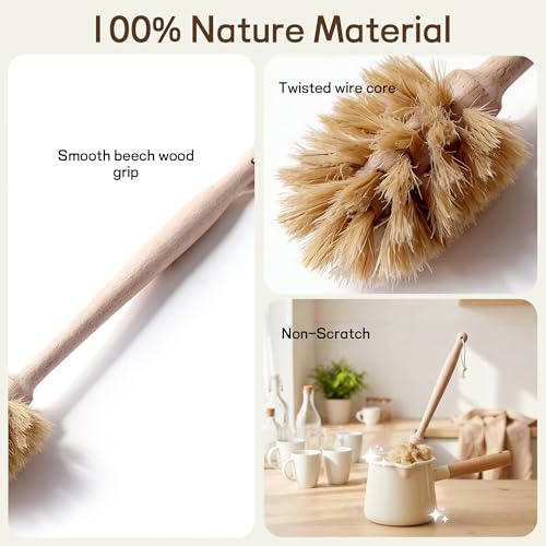 Bottle Brush Cleaner,Solid Beech Wood Handle Tapered, Non-Scratch for Cleaning Coffee Cups,Mason,Thermos,Glass Bottle,Beer Bottles,Wine Bottles - size: 1 Pack - Tapered Brush