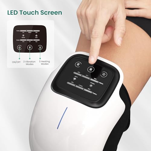 Snailax Knee Massager with Heat & Vibration, Cordless Knee Brace Wrap - color: Bright White