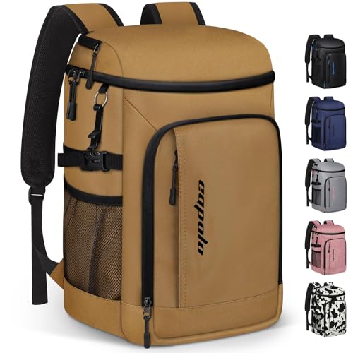 Capolo Cooler Backpack Insulated Leak Proof for Women Men Soft Cooler Bag - color: Yellow, size: 36 Cans