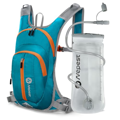 Nepest Hydration Pack Backpack with 2L Water Bladder Reflective Lightweight - color: Teal