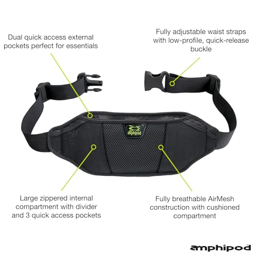 Amphipod AirFlow Endurance Waistpack, Runners Storage Fanny Pack Waist Bag - color: Black