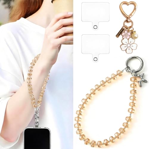 C.J.M.K Beaded Phone Wristband, Lanyard Chain - color: 05-metallic
