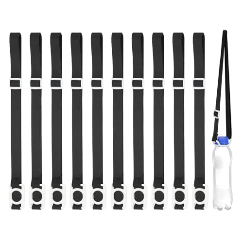 PATIKIL Water Bottle Lanyard, Adjustable Holder Shoulder Strap with Ring Buckle Carrier Clips for Walk Outdoor - color: Black/White