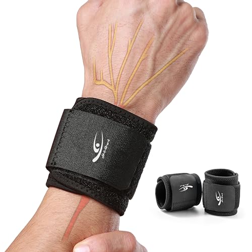 HiRui Wrist Compression Strap Wrist Brace Wrist Wraps for Fitness, Weight Lifting, Tendonitis, Carpal Tunnel Arthritis, Pain Relief, Great Support for Men Women, Adjustable (2 PCS)