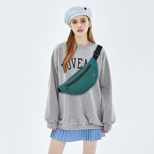 Viqueen Fashion Large Fanny Waist Pack Crossbody Belt Bag for Women and Men,Lightweight Bag with Zipper and Pockets for Running and Sports,Water Resistant,Hands Free Phone Carrying(Green) - color: Green-Lightweight