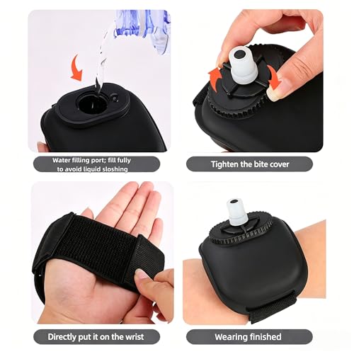 Hands-Free Wrist Water Bottle - 7oz Leak-Proof Silicone Sports Flask